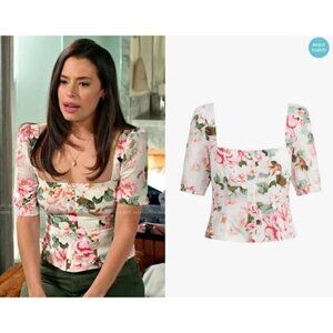 💕FAVORITE DAUGHTER💕 The One That Got Away Cropped Blouse Rose Print Medium NWT